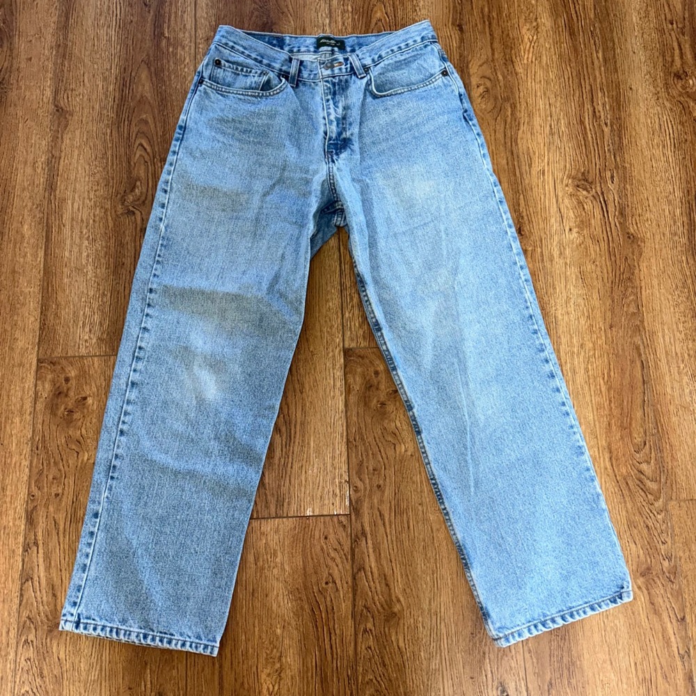 Eddie Bauer Relaxed Fit Jeans Mens 31x29 Light Wash Blue 100% Cotton Denim Pants